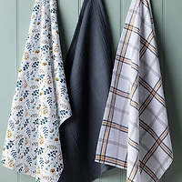 Harman Combo 'Blue Foliage' Cotton Kitchen Towel - Set of 3
