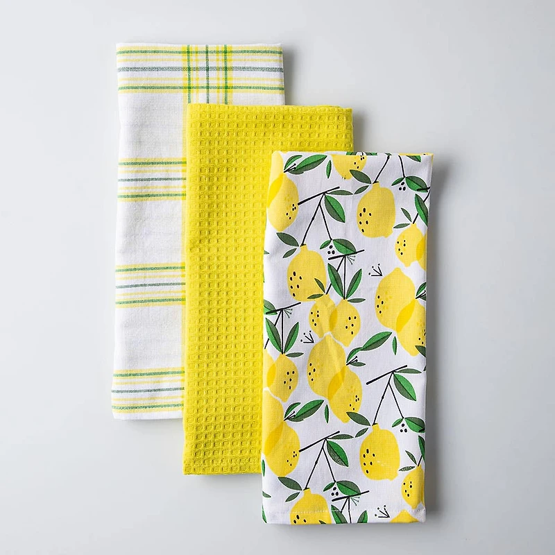 Harman Combo 'Lemon Tree' Cotton Kitchen Towel - Set of 3