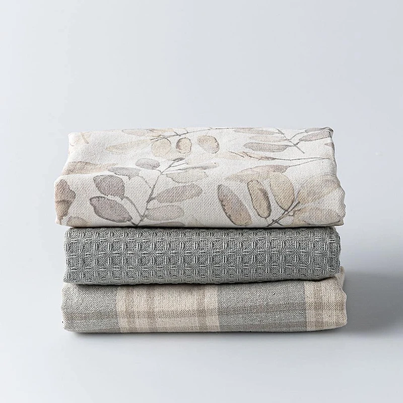Harman Combo 'Muted Leaves' Cotton Kitchen Towel - Set of 3