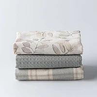 Harman Combo 'Muted Leaves' Cotton Kitchen Towel - Set of 3