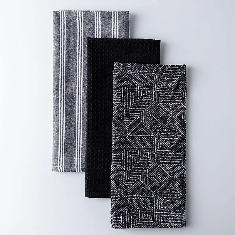 Harman Combo 'Embroidered Geometric' Cotton Kitchen Towel - Set of 3