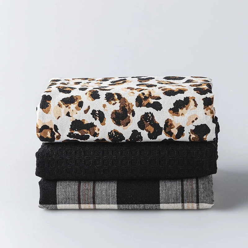 Harman Combo 'Leopard' Cotton Kitchen Towel - Set of 3