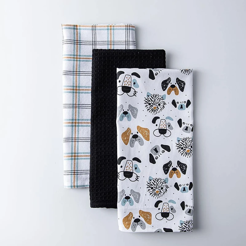 Harman Combo 'Pet Faces' Cotton Kitchen Towel - Set of 3