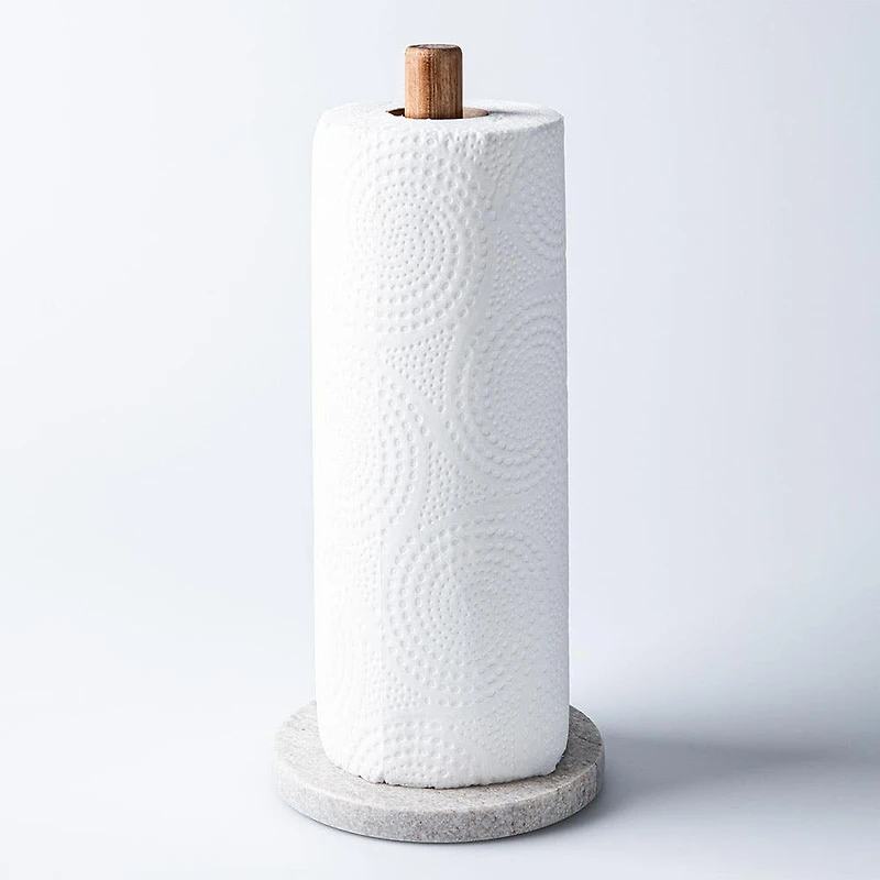 KSP Marbelle Upright Paper Towel Holder (Marble/Acacia)