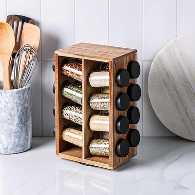 KSP Sienna Revolving Spice Rack - Set of 16 (Acacia)