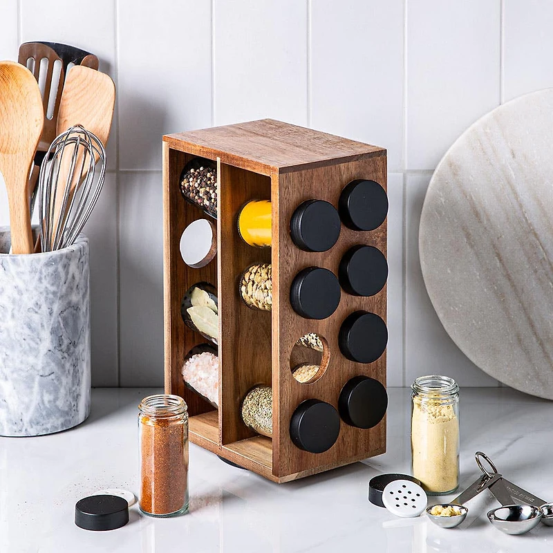 KSP Sienna Revolving Spice Rack - Set of 16 (Acacia)