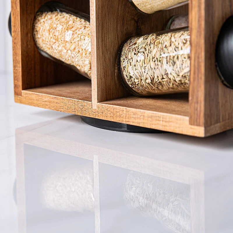 KSP Sienna Revolving Spice Rack - Set of 16 (Acacia)