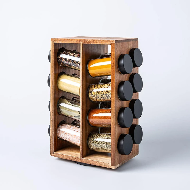 KSP Sienna Revolving Spice Rack - Set of 16 (Acacia)