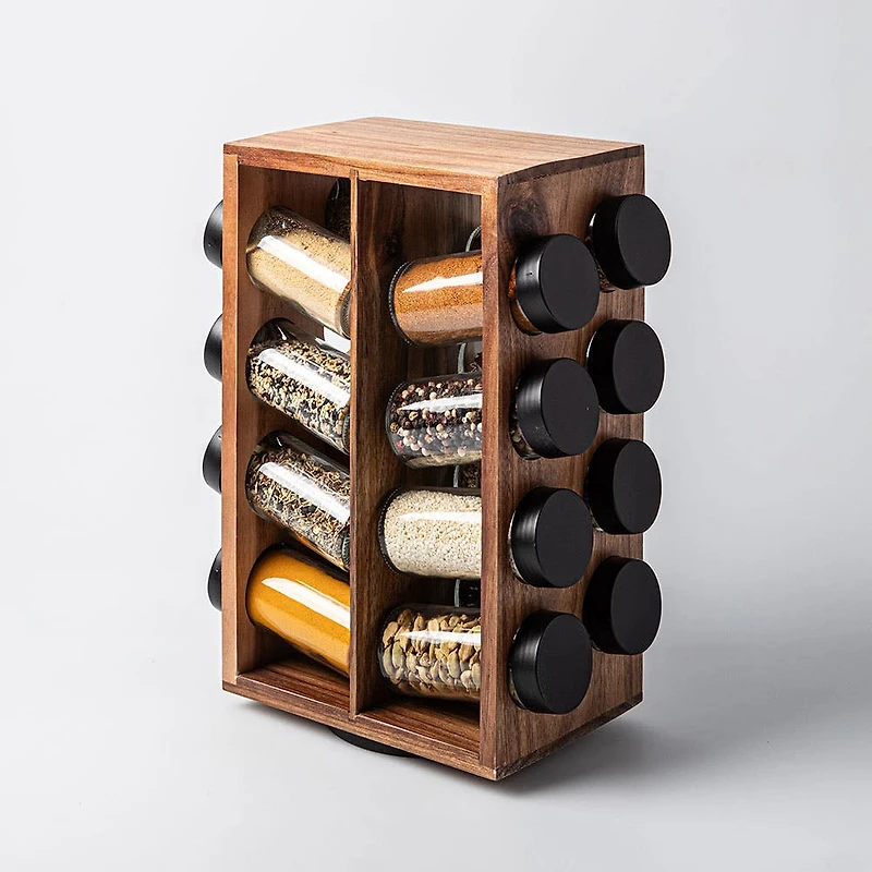 KSP Sienna Revolving Spice Rack - Set of 16 (Acacia)