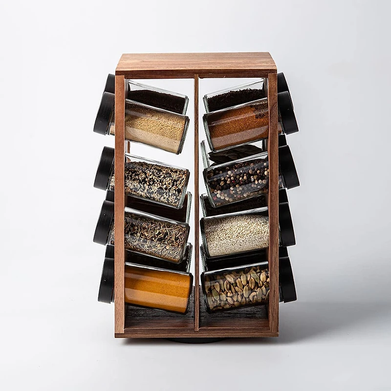 KSP Sienna Revolving Spice Rack - Set of 16 (Acacia)