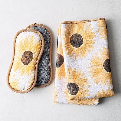 Harman Microfiber 'Sunflower' Sponge & Cloth Combo Set of 4
