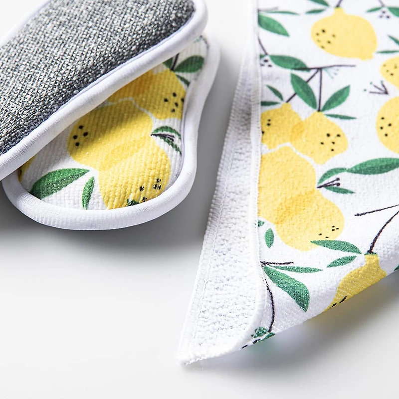 Harman Printed 'Lemon Tree' Sponge & Cloth Cleaning Set of 4