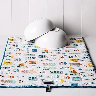Harman Printed 'Uptown Houses' Microfibre Dish Drying Mat