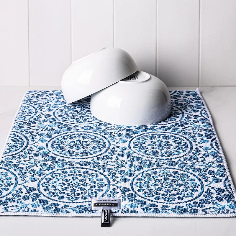 Harman Printed 'Medallion' Microfibre Dish Drying Mat (Blue)