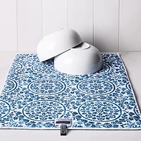Harman Printed 'Medallion' Microfibre Dish Drying Mat (Blue)