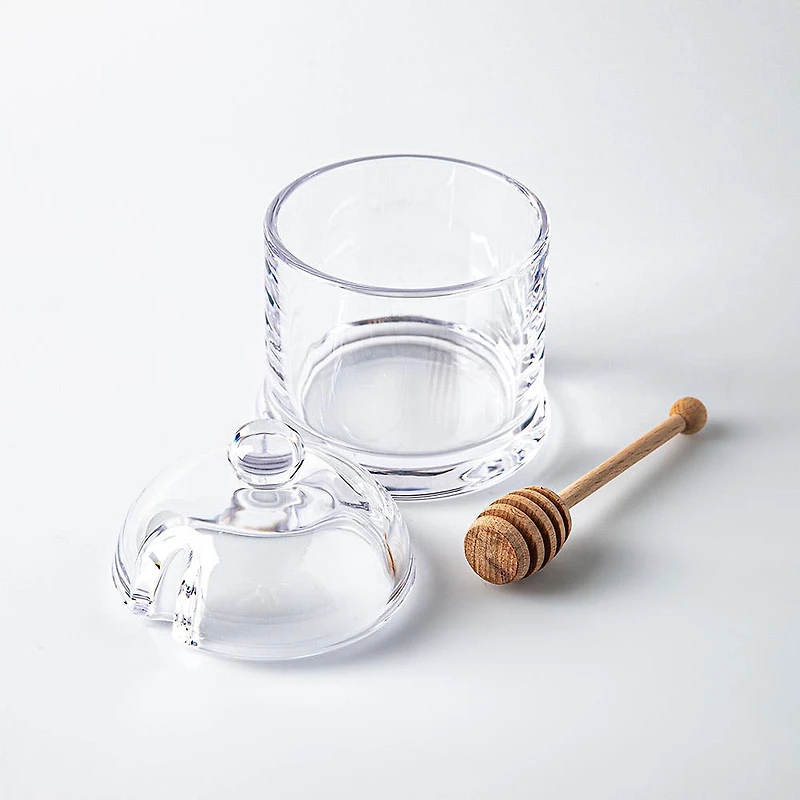 Keittio Glass Honey Jar with Dipper (Clear)