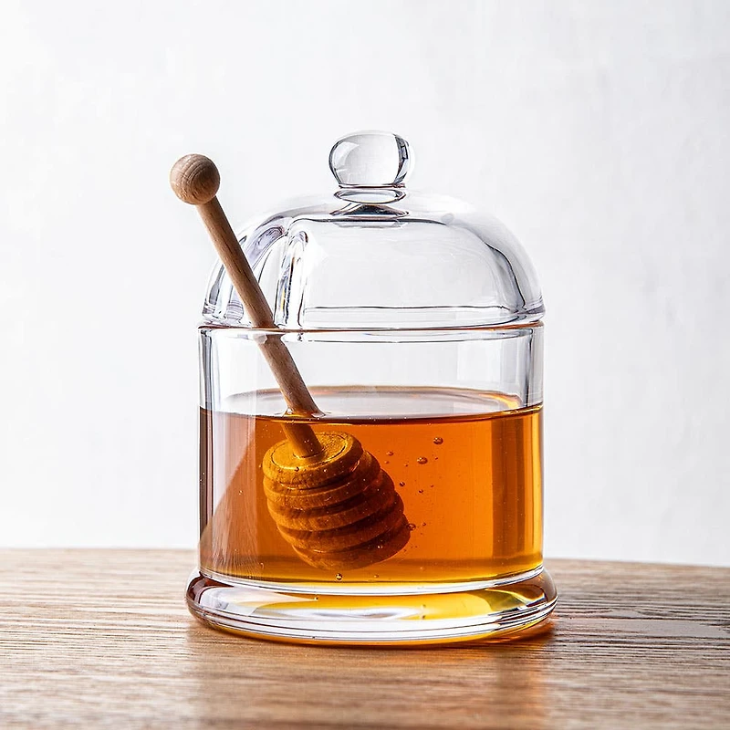 Keittio Glass Honey Jar with Dipper (Clear)