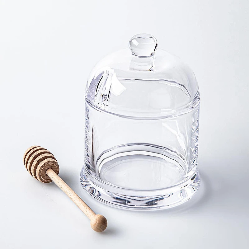 Keittio Glass Honey Jar with Dipper (Clear)