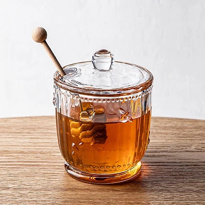 KSP Sweet Hive Glass Honey Jar with Dipper (Clear)