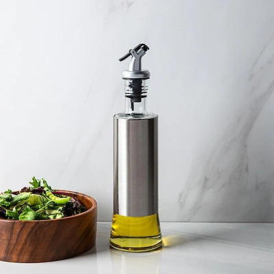 Keittio Perfect Pour Glass Oil and Vinegar Bottle (St/St - Clear)