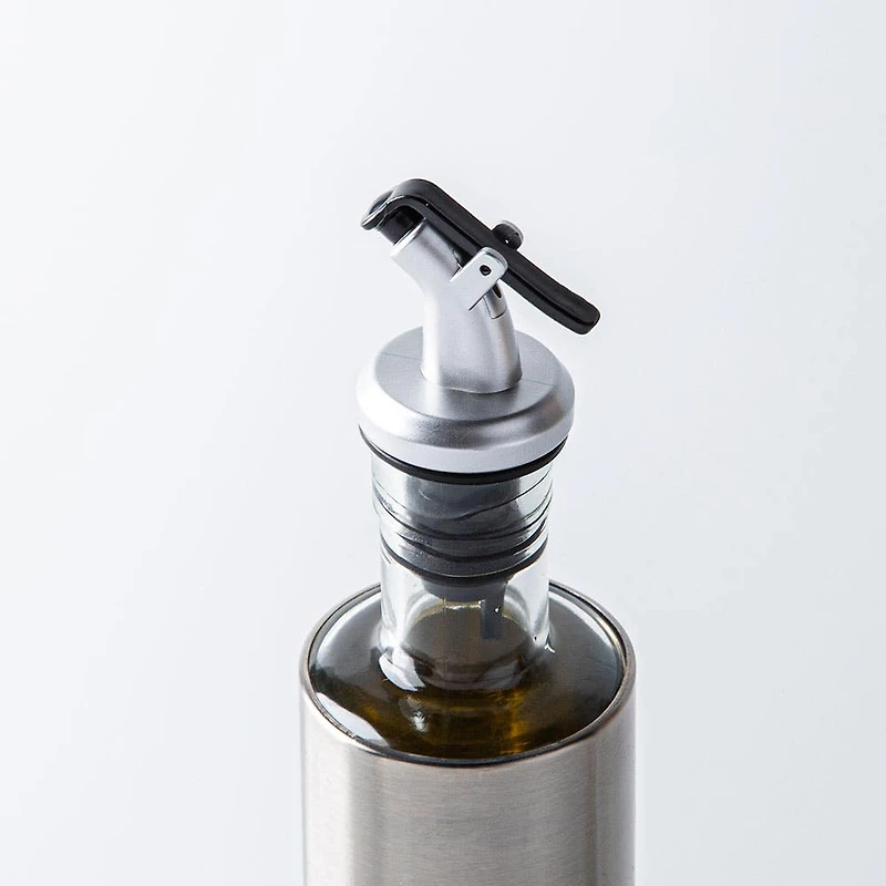 Keittio Perfect Pour Glass Oil and Vinegar Bottle (St/St - Clear)