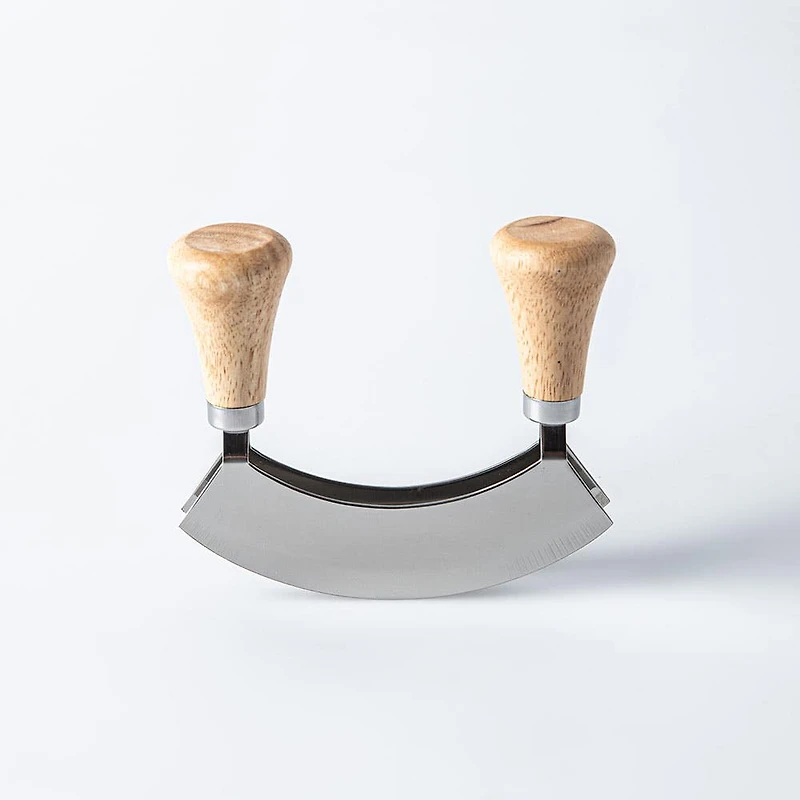 Keittio Smooth Edge Dual Blade Mezzaluna (Stainless Steel)
