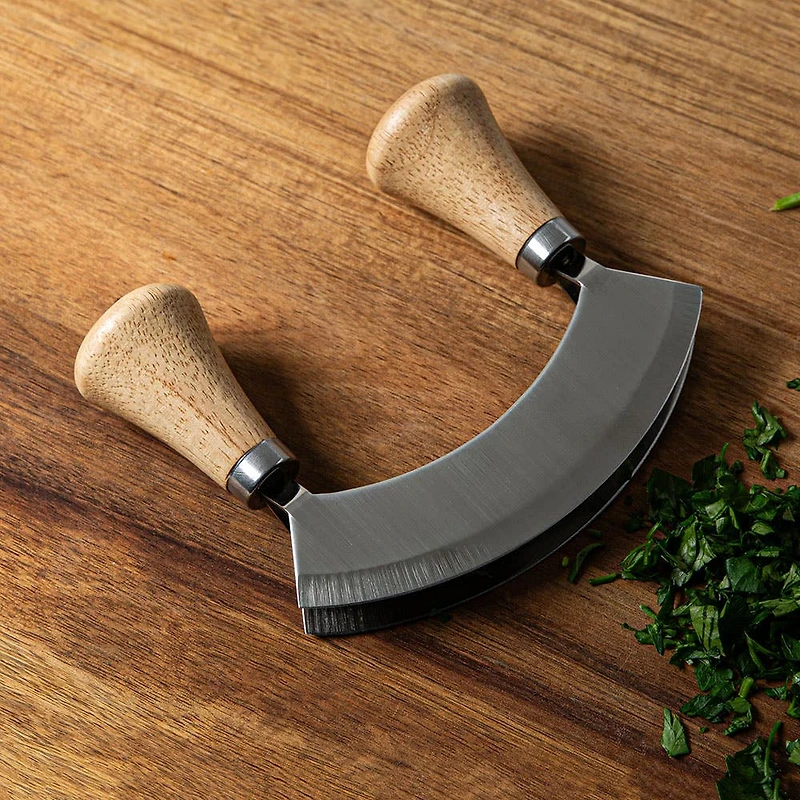 Keittio Smooth Edge Dual Blade Mezzaluna (Stainless Steel)