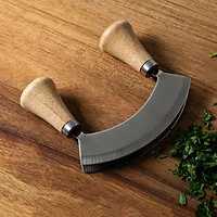 Keittio Smooth Edge Dual Blade Mezzaluna (Stainless Steel)