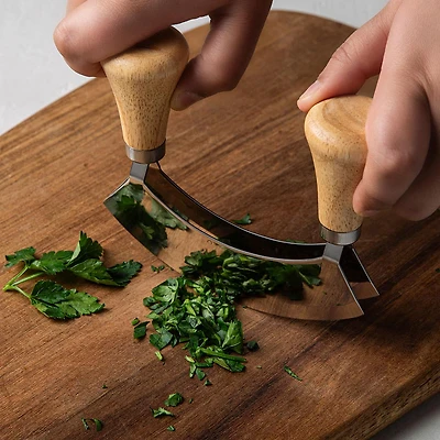 Keittio Smooth Edge Dual Blade Mezzaluna (Stainless Steel)