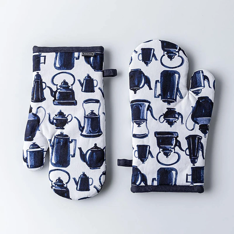 Harman Gourmet 'Tea Pots' Cotton Oven Mitt - Set of 2