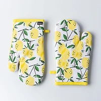 Harman Gourmet 'Lemon Tree' Cotton Oven Mitt - Set of 2