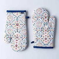 Harman Gourmet 'Summer Tile' Cotton Oven Mitt - Set of 2