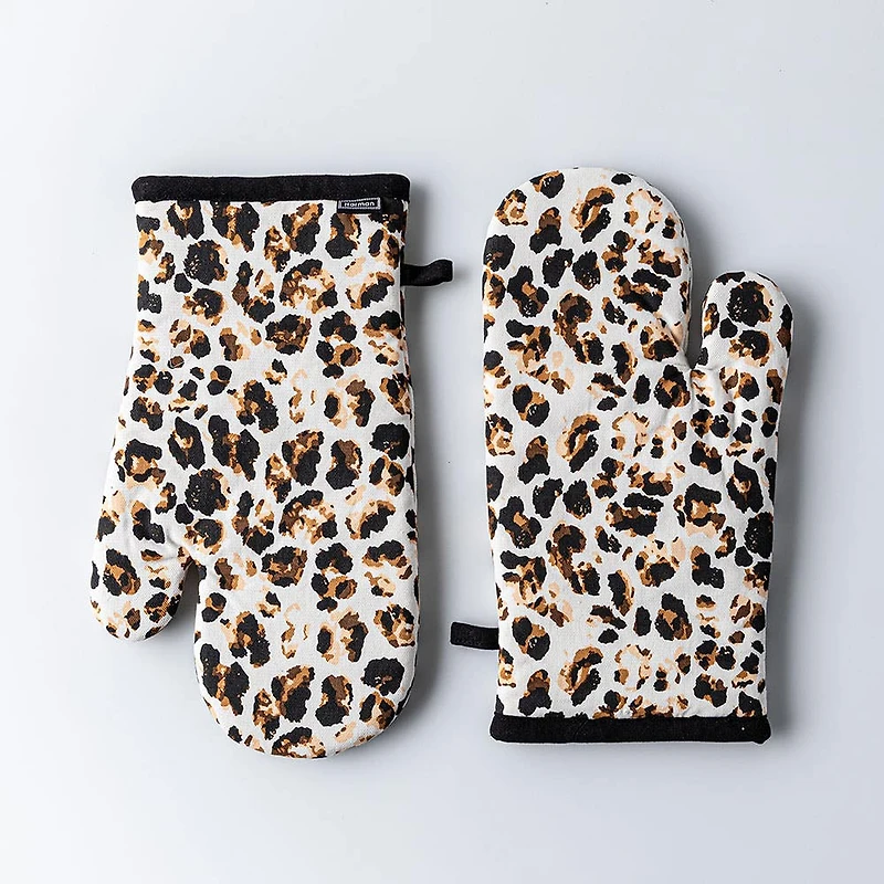 Harman Gourmet 'Leopard' Cotton Oven Mitt - Set of 2