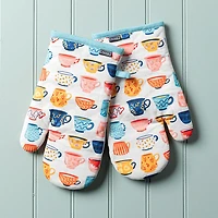 Harman Gourmet 'Tea Cups' Cotton Oven Mitt - Set of 2