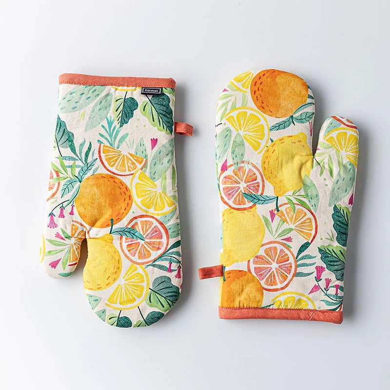 Harman Gourmet 'Citrus' Cotton Oven Mitt - Set of 2