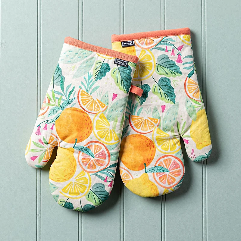Harman Gourmet 'Citrus' Cotton Oven Mitt - Set of 2