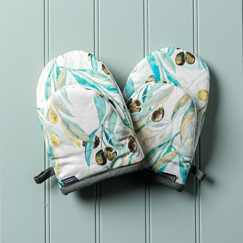 Harman Gourmet 'Olive' Cotton Mini Oven Mitt - Set/2