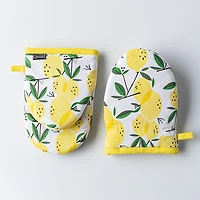 Harman Gourmet 'Lemon Tree' Cotton Mini Oven Mitt - Set/2 (Yellow)