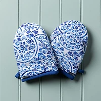 Harman Gourmet 'Medallion' Cotton Mini Oven Mitt - Set of 2 (Blue)