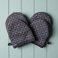 Harman Gourmet 'Dotted Tile' Cotton Mini Oven Mitt - Set/2 (Black)