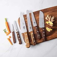 Victorinox Wood Santoku Knife with Granton Edge (Brown)