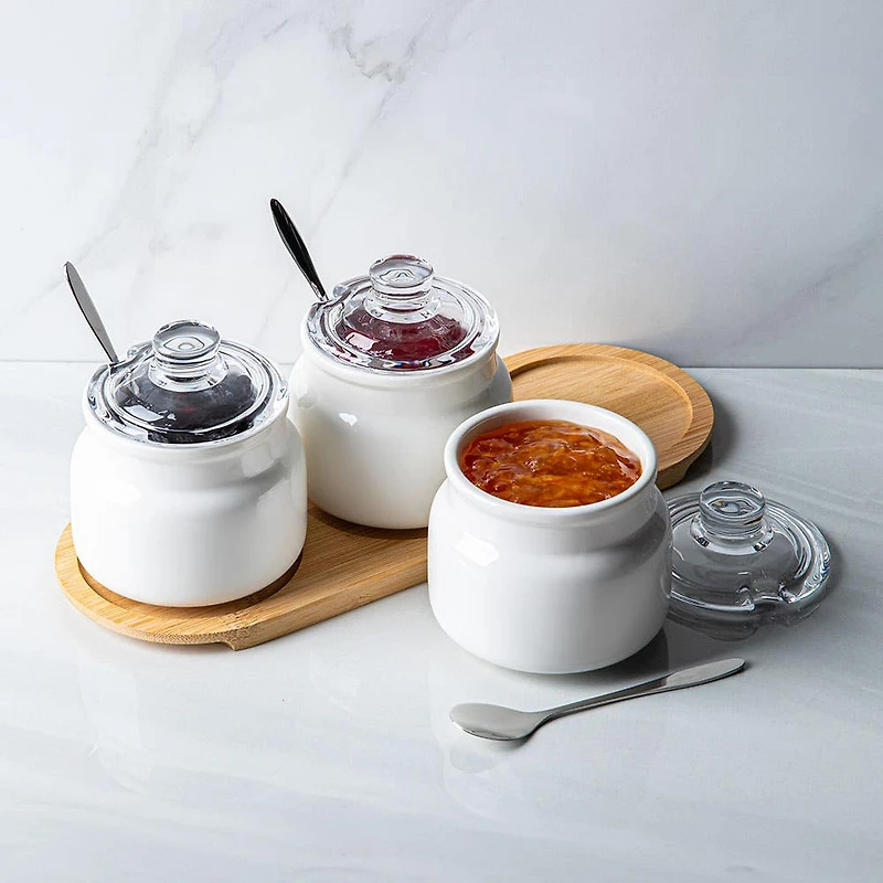 Keittiö Essentials Serving Set with Bamboo Tray - Set of 7 (250mL)