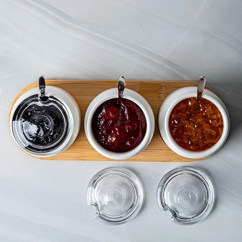 Keittiö Essentials Serving Set with Bamboo Tray - Set of 7 (250mL)