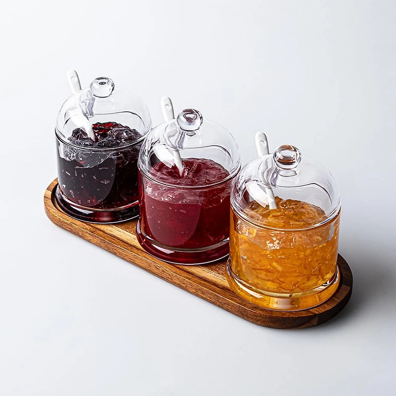 Keittiö Essentials Serving Jars with Spoons & Tray - Set of 7 (260mL)