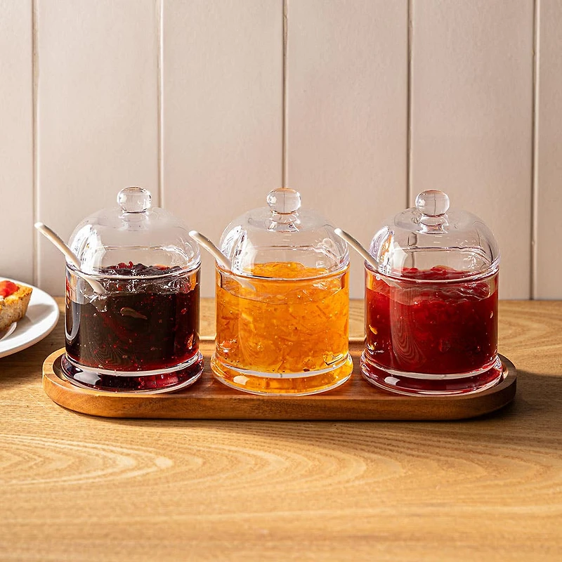 Keittiö Essentials Serving Jars with Spoons & Tray - Set of 7 (260mL)