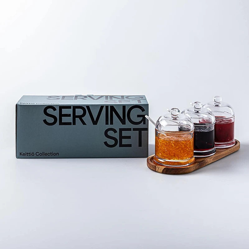 Keittiö Essentials Serving Jars with Spoons & Tray - Set of 7 (260mL)