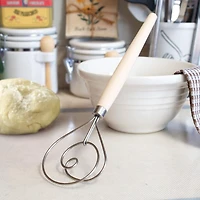 Fox Run Bread Craft Danish Dough Whisk (Wood/Stainless Steel)