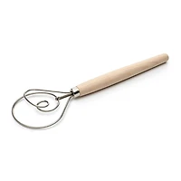 Fox Run Bread Craft Danish Dough Whisk (Wood/Stainless Steel)