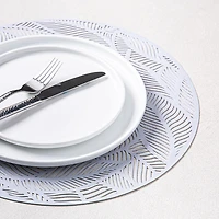 KSP Gather & Dine Leaf Cut-Out Vinyl Placemat (Silver)