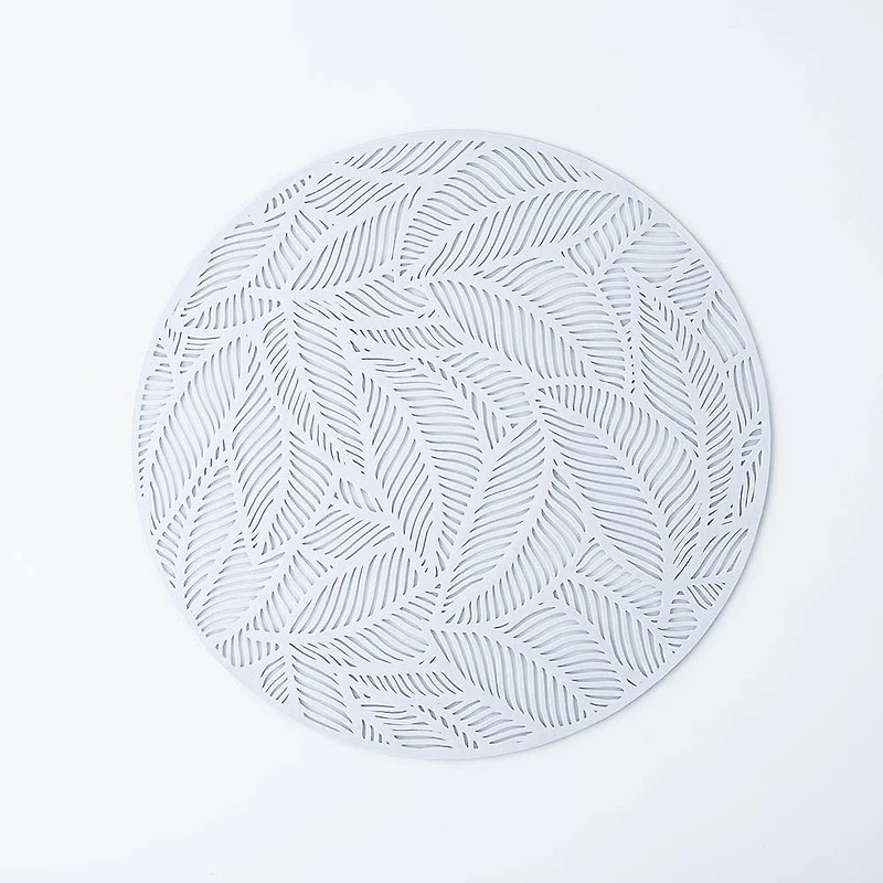 KSP Gather & Dine Leaf Cut-Out Vinyl Placemat (Silver)